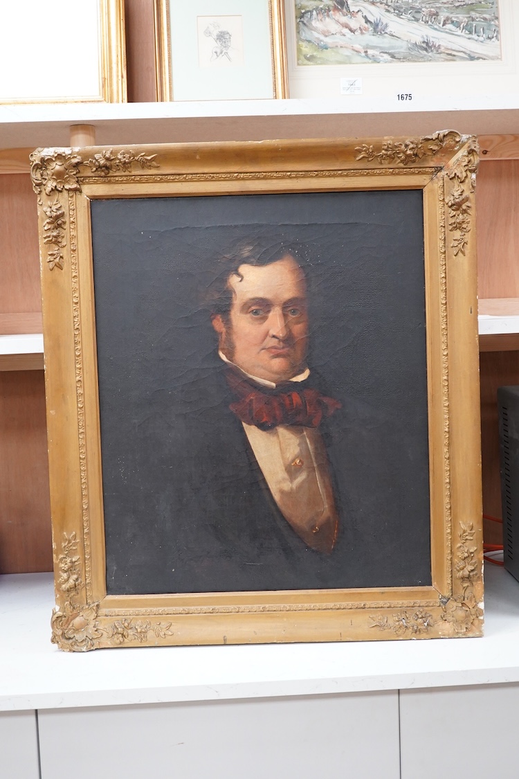 Mid Victorian School, Portrait of a gentleman, oil on canvas, 59 x 50cm, ornate gilt frame